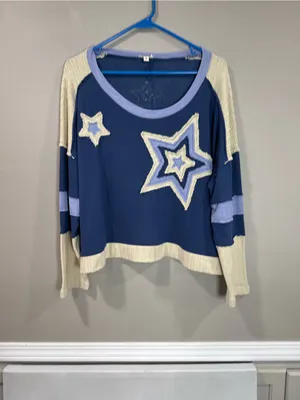 POL Threaded Pear Natalie Star Patchwork Oversized Top thumbnail 4