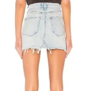 Denim Quinn High Rise Distressed Fray Hem Jean Mini Skirt thumbnail 2