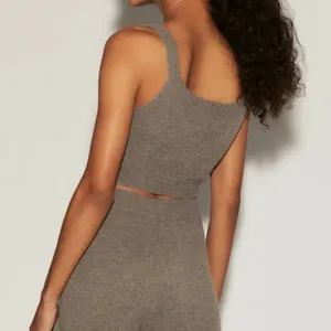 Reformation Caitlin Cashmere Cropped Cami Tank Top Medium Brown thumbnail 4