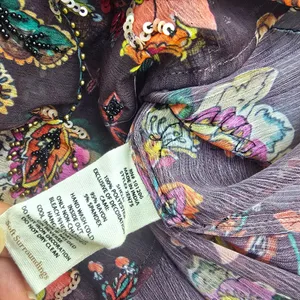 Soft‎ Surroundings Asteria Tunic Top Womens Medium Brown Floral Boho Mesh Beaded thumbnail 4