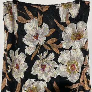 Band of Gypsies Collective Floral Print Midi Slip Skirt Rho Black Cream Size Large thumbnail 8