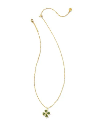 💫🍀 Kendra Scott Clover Gold Short Pendant Necklace Green thumbnail 7