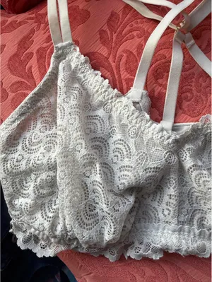Aerie Cream Lace Bralette with Double Straps thumbnail 3
