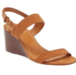 Tory Burch Mini Benton Wedged Sandal Ambra Tan Suede Leather Women’s Size 9 thumbnail 1