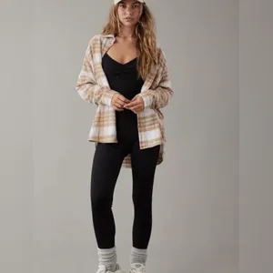 American Eagle Brown Tan Plaid Oversized‎ Button Down Top thumbnail 9
