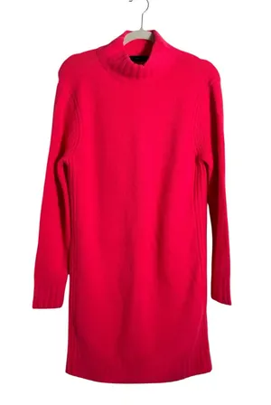 J.Crew Supersoft Yarn Mockneck Shift Sweater Dress Hot Pink SM Alpaca Wool Blend thumbnail 1