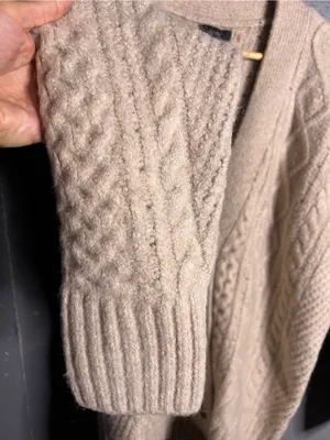 J. Crew Cable-Knit Merino Wool Alpaca Blend Cardigan Sweater Off White. Medium thumbnail 7