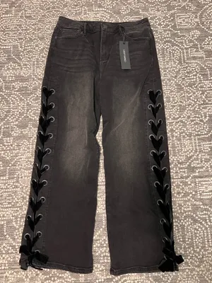 Driftwood Black Denim Jeans Lace Ribbon thumbnail 1