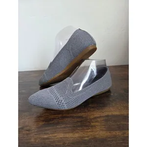 Gray Knit Pointed Toe Ballet Flat Shoes Slip On Preppy Comfy Office School 6 thumbnail 2