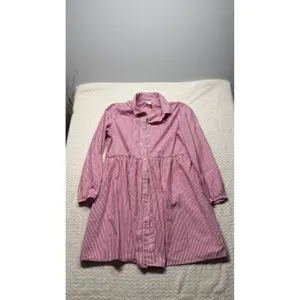 J.Crew Womens Pink White Striped Cotton Babydoll Shirt Dress Size 10 Long Sleeve thumbnail 2