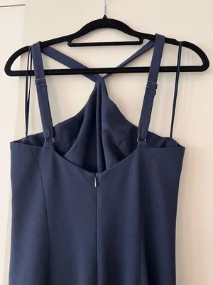 Dress the Population Navy Blue Halter Midi Dress Size Small Fit & Flare thumbnail 8