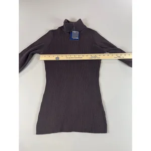Basic Editions Top Size S Brown Cotton Ribbed Turtleneck Stretch Knit NWT thumbnail 4