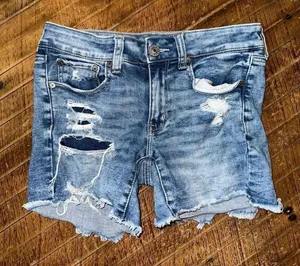 American Eagle distressed denim midi destroyed shorts thumbnail 1