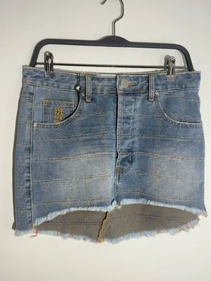 NWT Free People One Teaspoon Junkyard Low Waist Mini Denim Skirt - Tropical Blue thumbnail 11