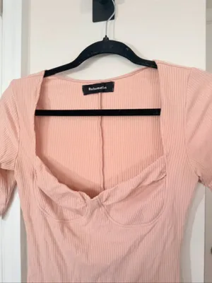 Reformation Pale Blush Ribbed Bustier-Style Tee thumbnail 2