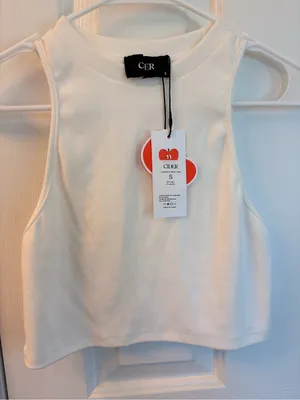 NWT Cider Women’s White Ribbed Sleeveless Crop Top Size S thumbnail 5