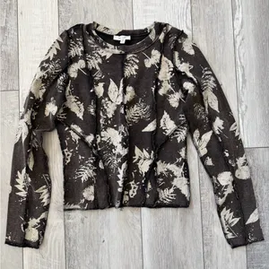 Oli & Hali Bohemian Cotton Ribbed Foliage Washed Brown Long Sleeve size medium thumbnail 6