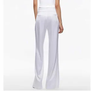 Alice + Olivia Jody Satin High-Waist Slit Front Pant White Size US 2 thumbnail 3
