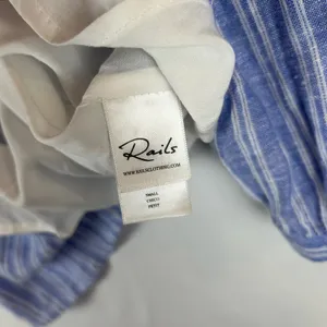 Rails Everly Ludlow Stripe Tiered Linen‎ Blend Mini Dress Blue White Small thumbnail 4