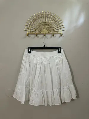 GAP White Tiered Cotton Skirt with Ruffle Hem thumbnail 2