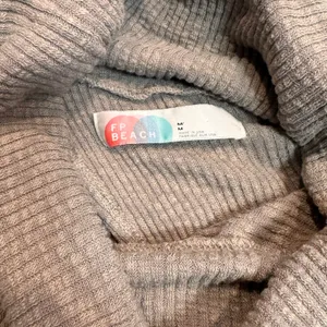 Free People Beach Cocoon Cowl Neck‎ Dolman Taupe Ribbed Knit Turtleneck Medium M thumbnail 3