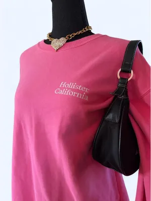 Hollister Y2K Pink Oversized Crewneck Pullover Logo Sweatshirt size small 💗 thumbnail 2