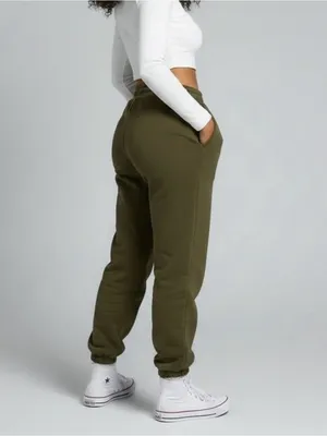 NEW Naked Wardrobe Olive Green French Terry Joggers High Waist Sweatpants SMALL thumbnail 5