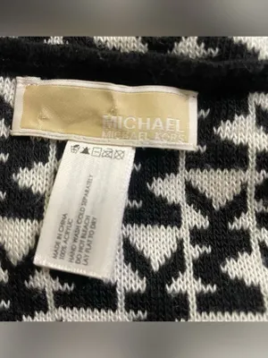 Michael Kors Black and White MK Logo Infinity Scarf thumbnail 7
