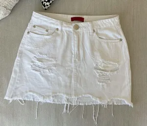 Signature 8 Distressed White Denim Skirt thumbnail 1