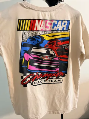 Nascar Cream Tee with Multicolor Racing Logo thumbnail 5