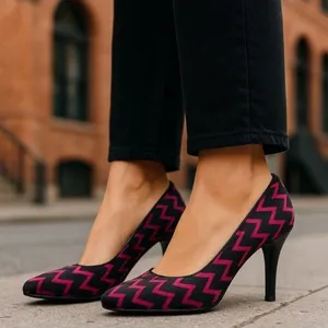 -Sofft Moselle Heels Womens Size 7.5 Pink Black Wave Stripe Calf Leather Pump thumbnail 1