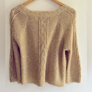 Fever Women’s Hand Knit Beige Sequin Cottagecore Casual Cardigan Size L thumbnail 4