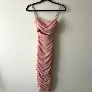 Oh Polly CORSICA Embellished Strap Cut Out Midi Dress in Rose size 0 thumbnail 4