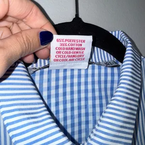 Gretchen Scott Shirt Dress Women XS Blue Striped Good Long Sleeve Cotton Blend thumbnail 4