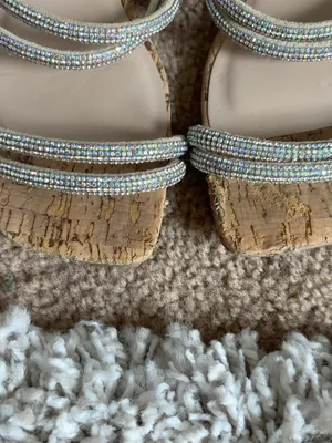 Cityclassified Rhinestone Cork Flat Slide Sandals Size 7 thumbnail 5