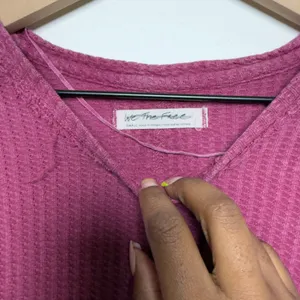 Free People Women Cotton Roll With It Thermal Small Pink Waffle Knit Soft Grunge thumbnail 6