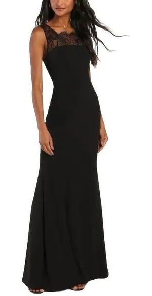 NWT Lulus True‎ Passion Black Lace V Back Sleeveless Mermaid Maxi Dress Size 1X thumbnail 1