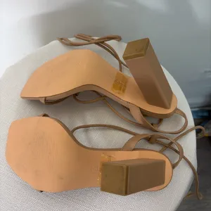 Olivia Jaymes Nude Lace-Up Heels Block Heel Sandals Women’s Size 7 (B90)&✨ thumbnail 6