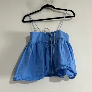 SNDYs Serina Tie Strap Blue Cotton Tank Top XS Summer Festival Going Out thumbnail 6