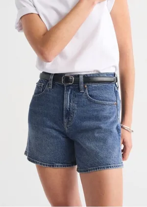 Abercrombie & Fitch The Dad Short High Rise in Medium Wash Curve Love thumbnail 1