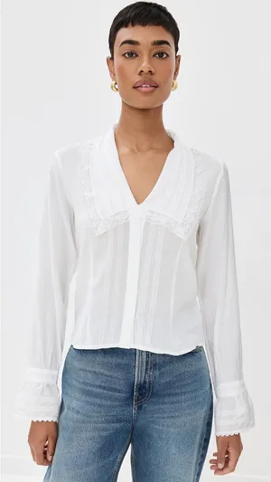 New! Reformation Vivi Cotton Voile Top In Ivory Size‎ 4 $168 thumbnail 1