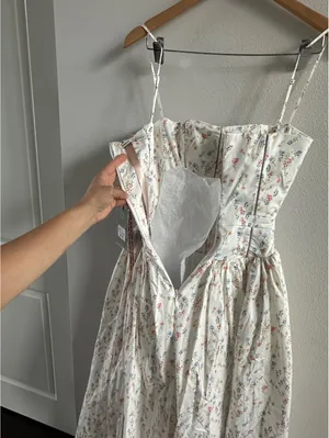 HOUSE OF CB Ysabella White Posy Print Cotton Maxi Sundress NEW Size XS thumbnail 8