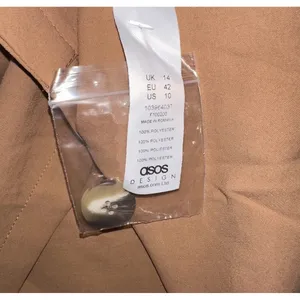 Asos Design Mini Shirt Dress Womens Sz 10 Brown Tie Front Button Open Back Peach thumbnail 4