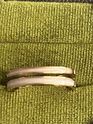 Gold and White Enamel Double-Band Women's Adjustable Ring Size 6-9 thumbnail 2