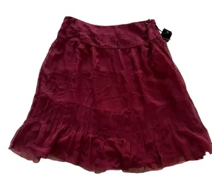 New Vertigo Paris Pleated Casual Lined Chiffon Silk Merlot Skirt sz 8 thumbnail 1