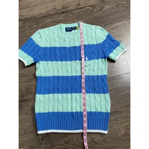 NWOT Womens Polo Ralph Lauren O Stripe Pkt T pima cotton‎ cableknit sweater SZ S thumbnail 7