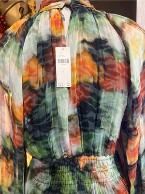 Anthropologie Boho Floral Abstract Print Tiered Maxi Dress size S thumbnail 9