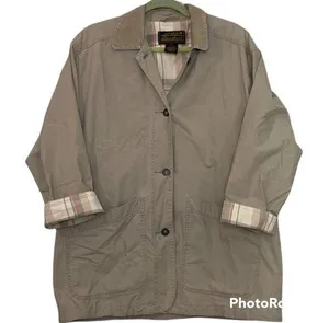 Eddie Bauer Women’s Oversized Beige Flannel Lined Field Jacket Size Small thumbnail 1