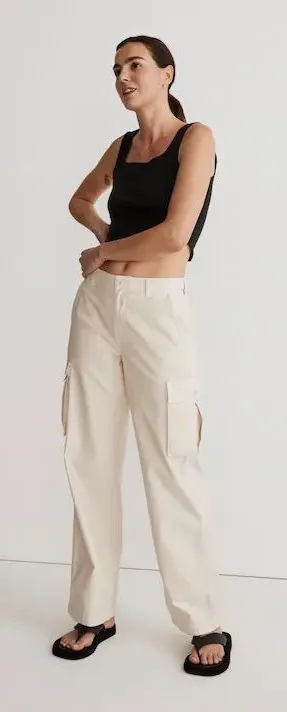 Madewell Garment-Dyed Low-Slung Straight Cargo Pants Cream‎ Vintage Linen 26 thumbnail 1