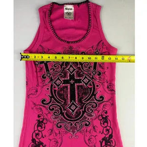 Y2K Vocal Crystal Hot Pink Tank Top - Size XL thumbnail 6